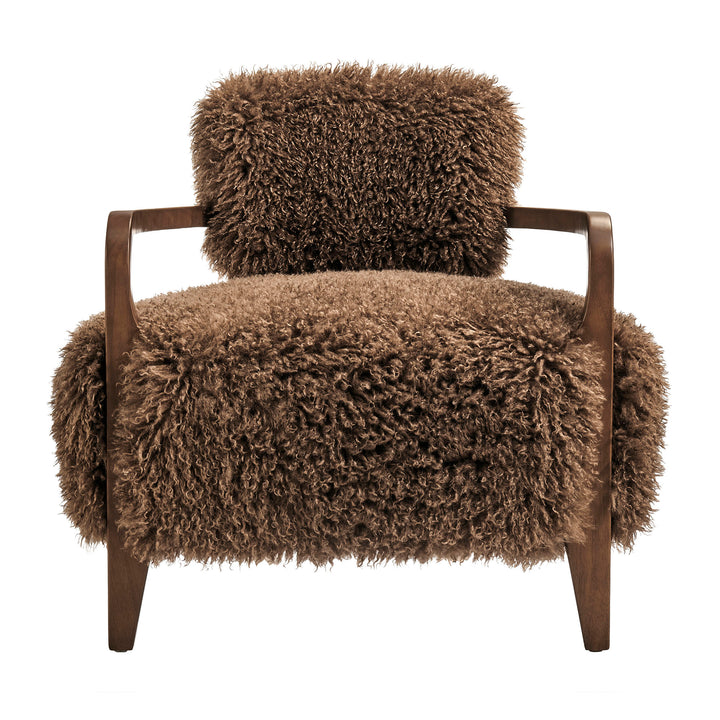 Zinnia Faux Fur Accent Chair in Brown