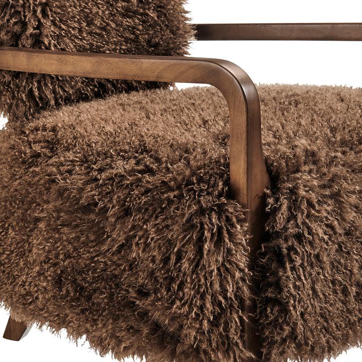 Zinnia Faux Fur Accent Chair in Brown