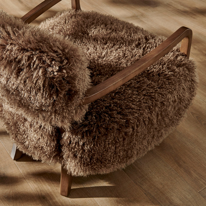 Zinnia Faux Fur Accent Chair in Brown