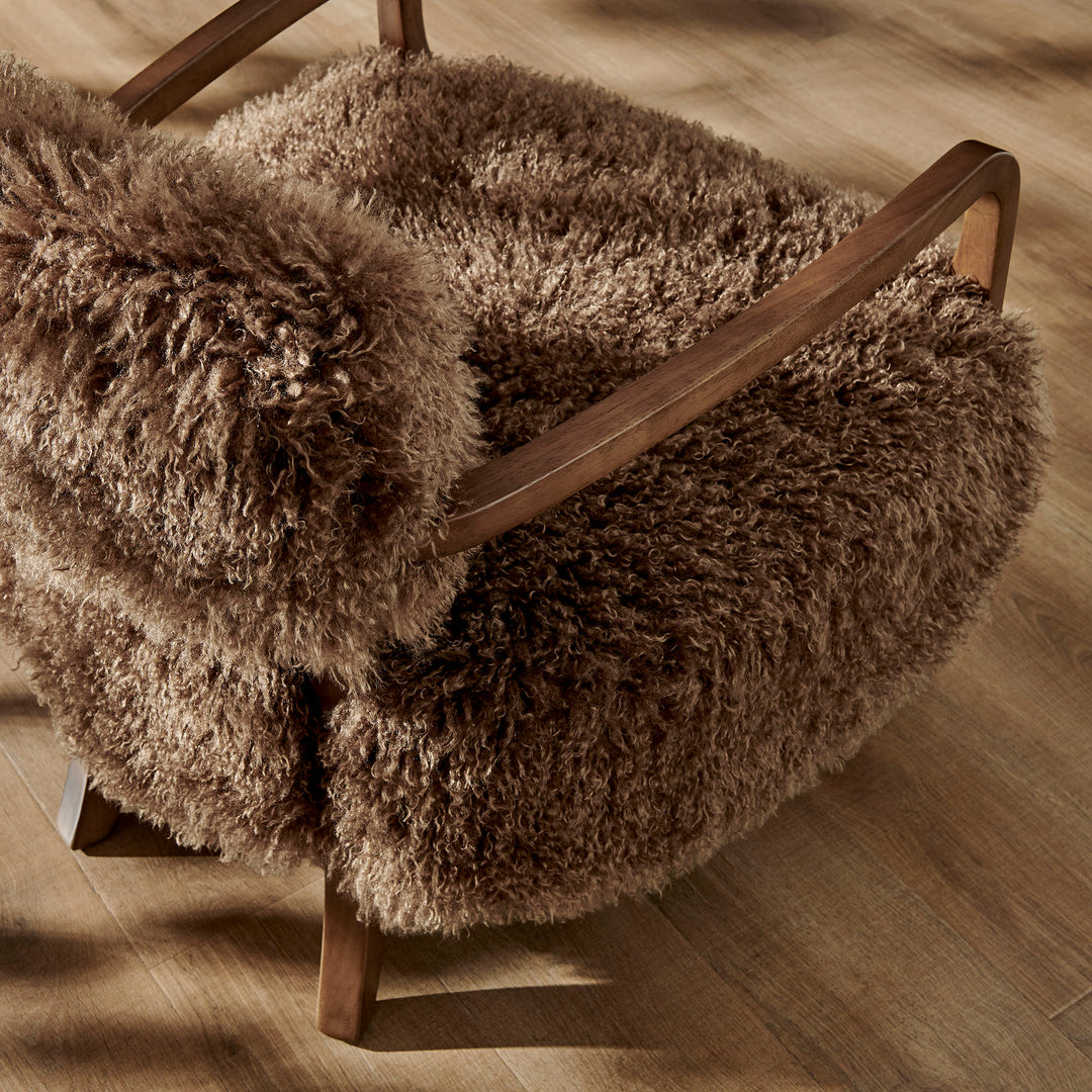 Zinnia Faux Fur Accent Chair in Brown