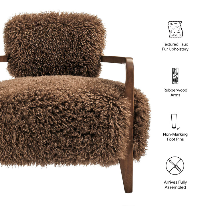 Zinnia Faux Fur Accent Chair in Brown