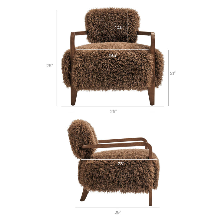Zinnia Faux Fur Accent Chair in Brown