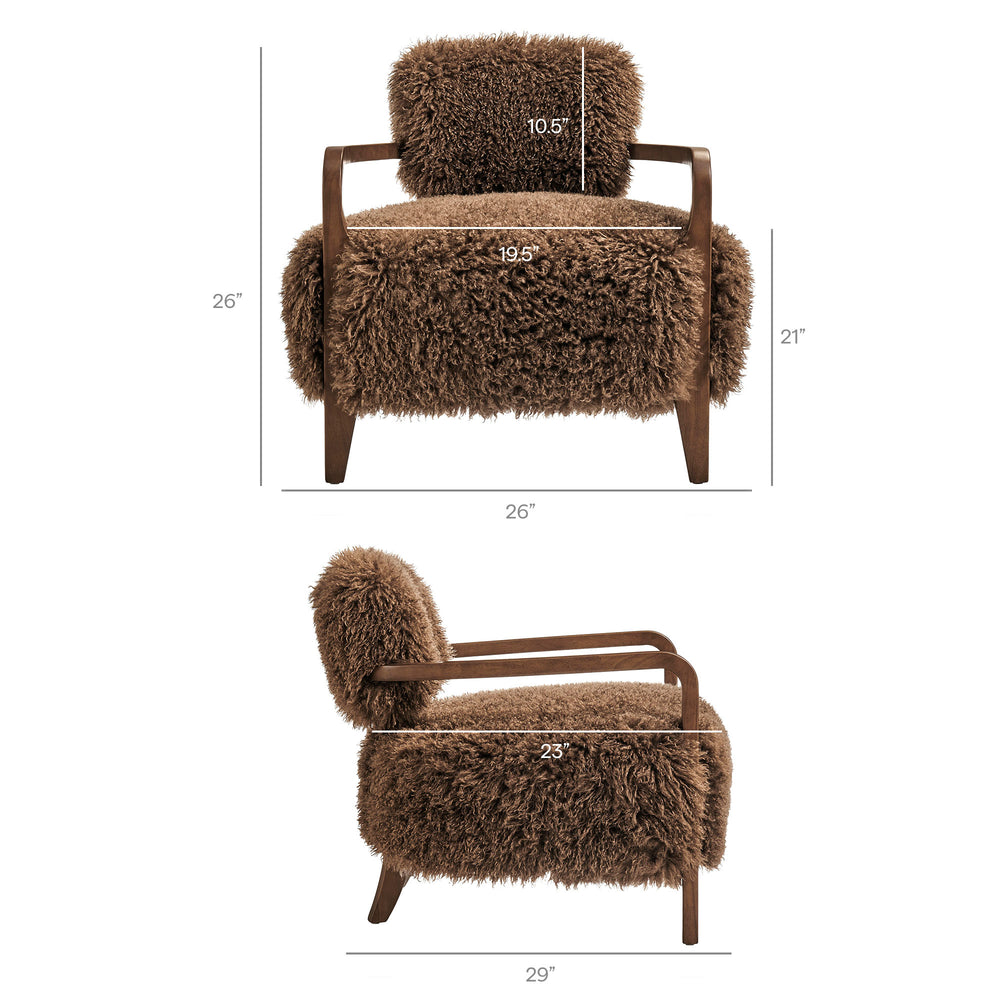 Zinnia Faux Fur Accent Chair in Brown