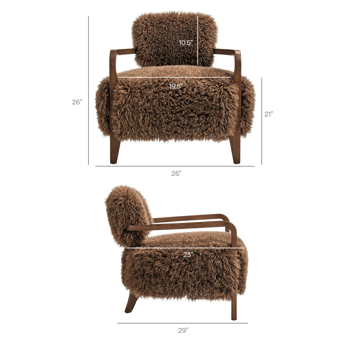 Zinnia Faux Fur Accent Chair in Brown