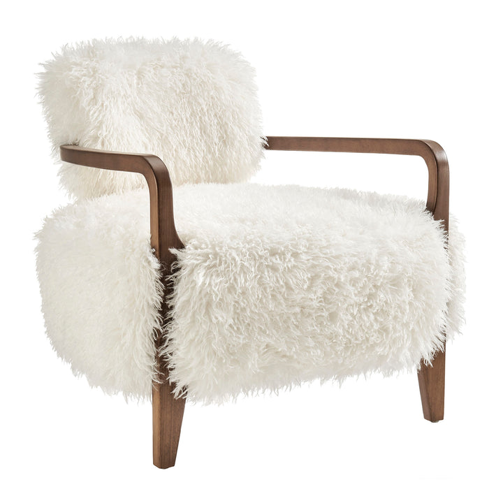 Zinnia Faux Fur Accent Chair in White