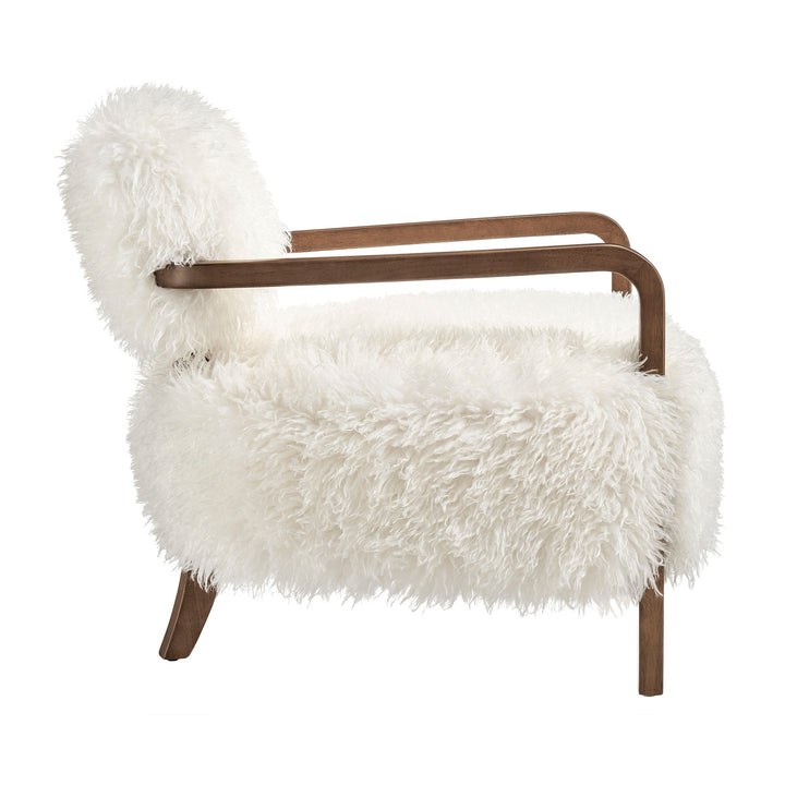 Zinnia Faux Fur Accent Chair in White