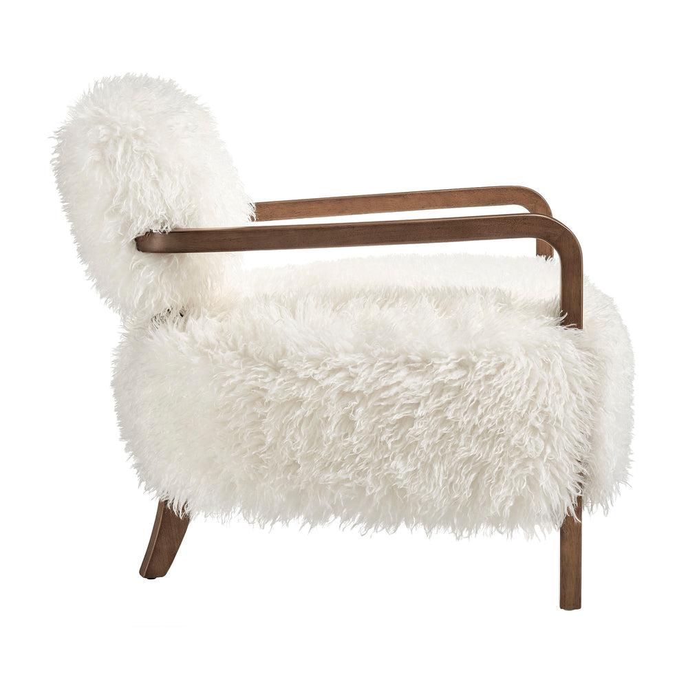 Zinnia Faux Fur Accent Chair in White