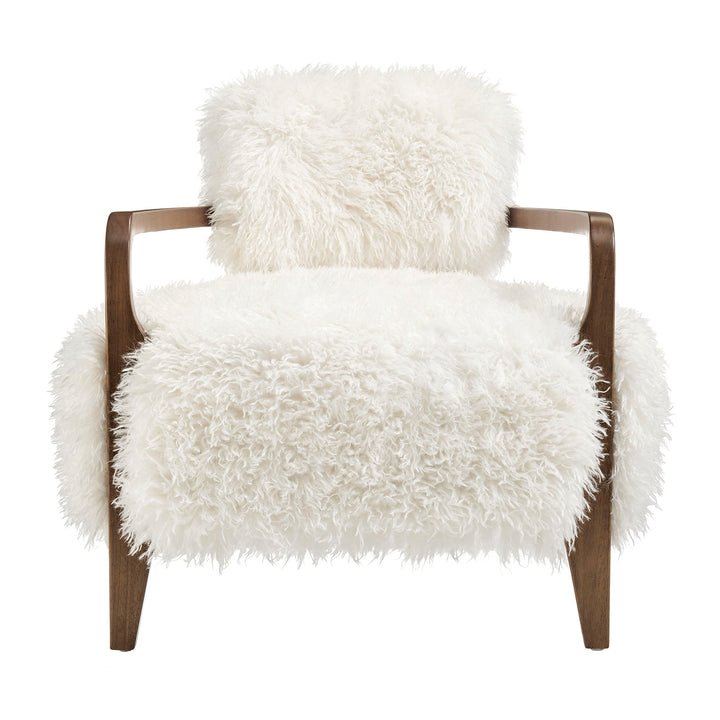 Zinnia Faux Fur Accent Chair in White