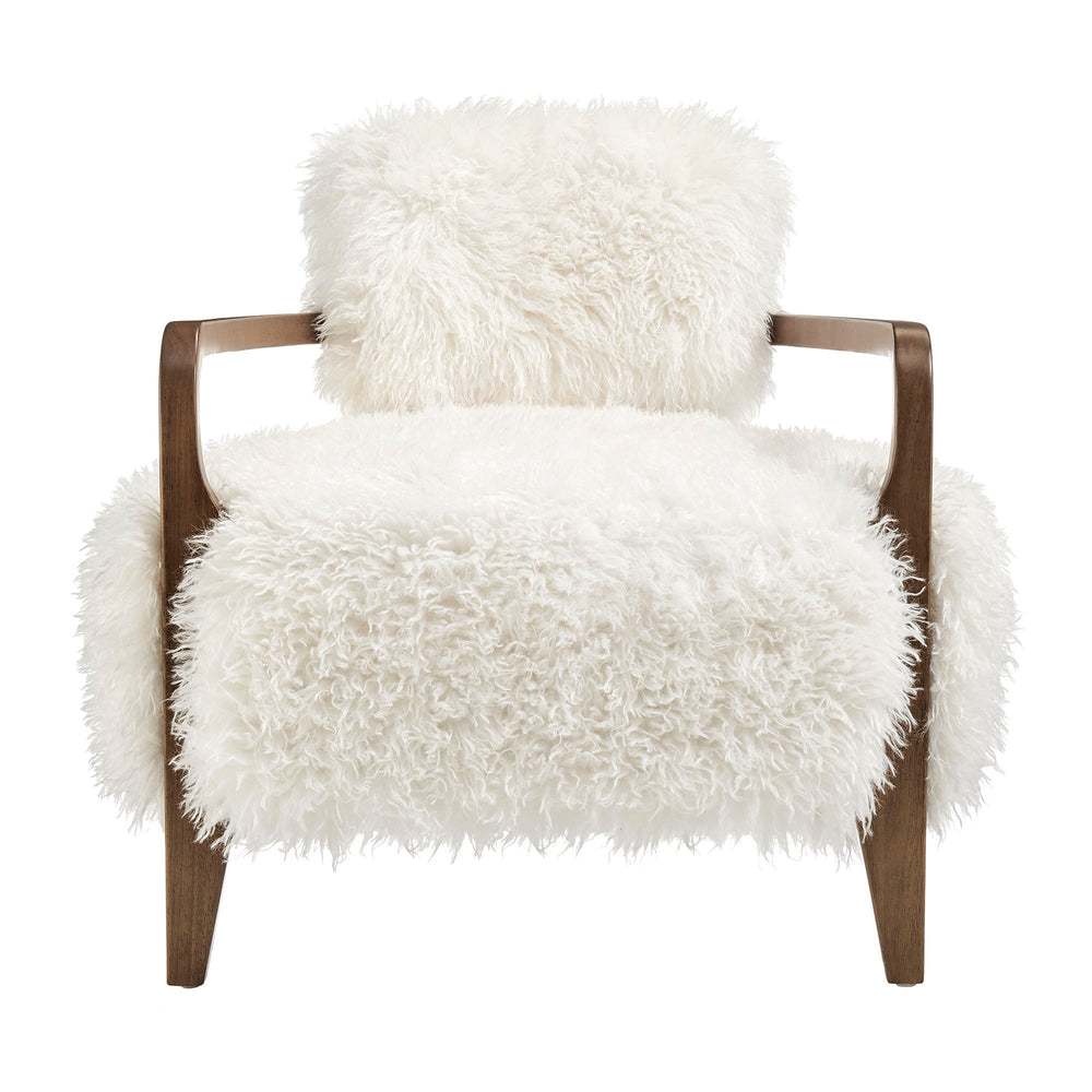 Zinnia Faux Fur Accent Chair in White
