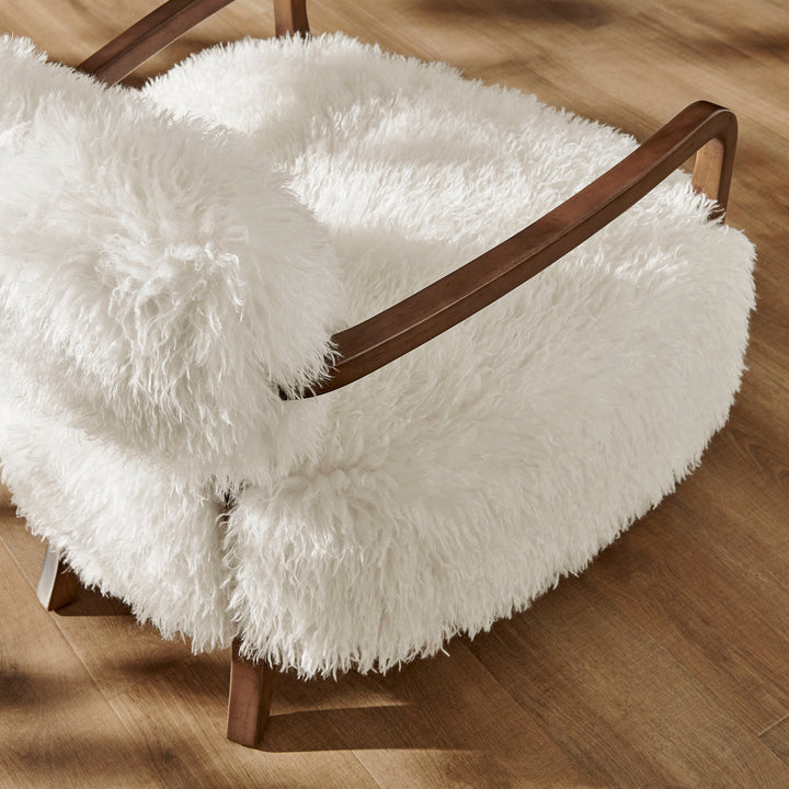Zinnia Faux Fur Accent Chair in White