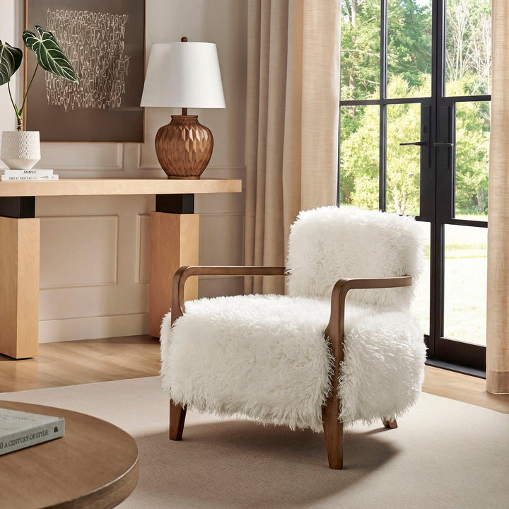 Zinnia Faux Fur Accent Chair in White