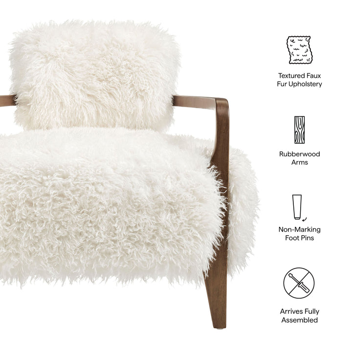 Zinnia Faux Fur Accent Chair in White