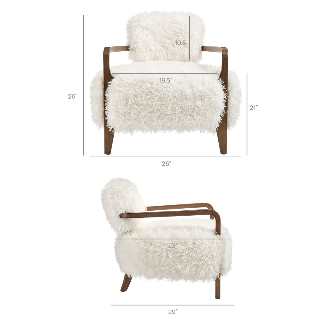 Zinnia Faux Fur Accent Chair in White