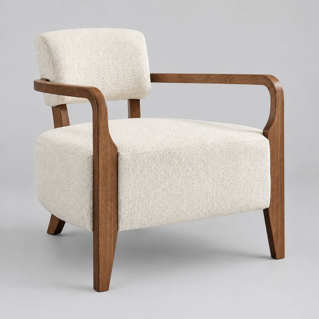 Zinnia Linen Blend Accent Chair in Ivory