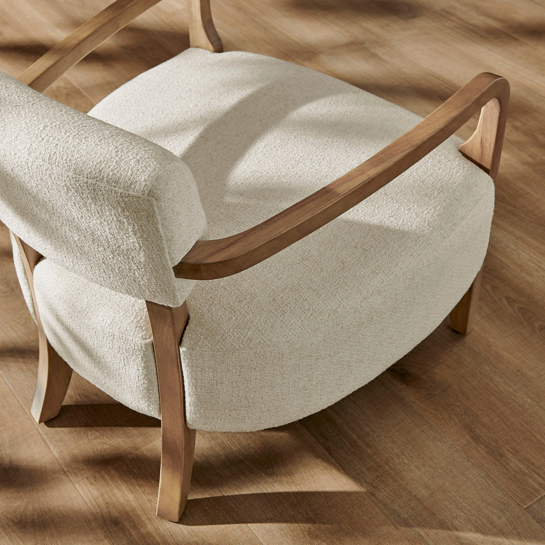Zinnia Linen Blend Accent Chair in Ivory