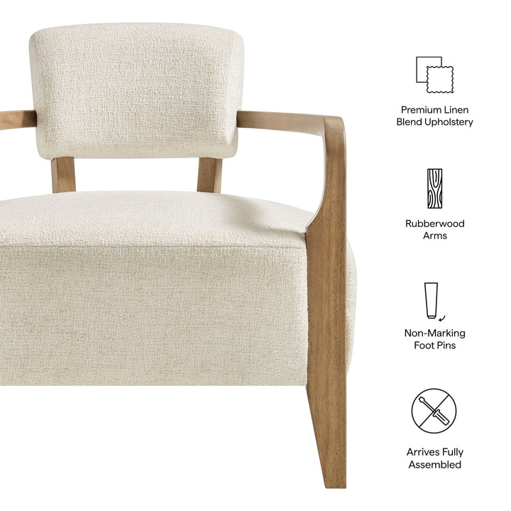 Zinnia Linen Blend Accent Chair in Ivory