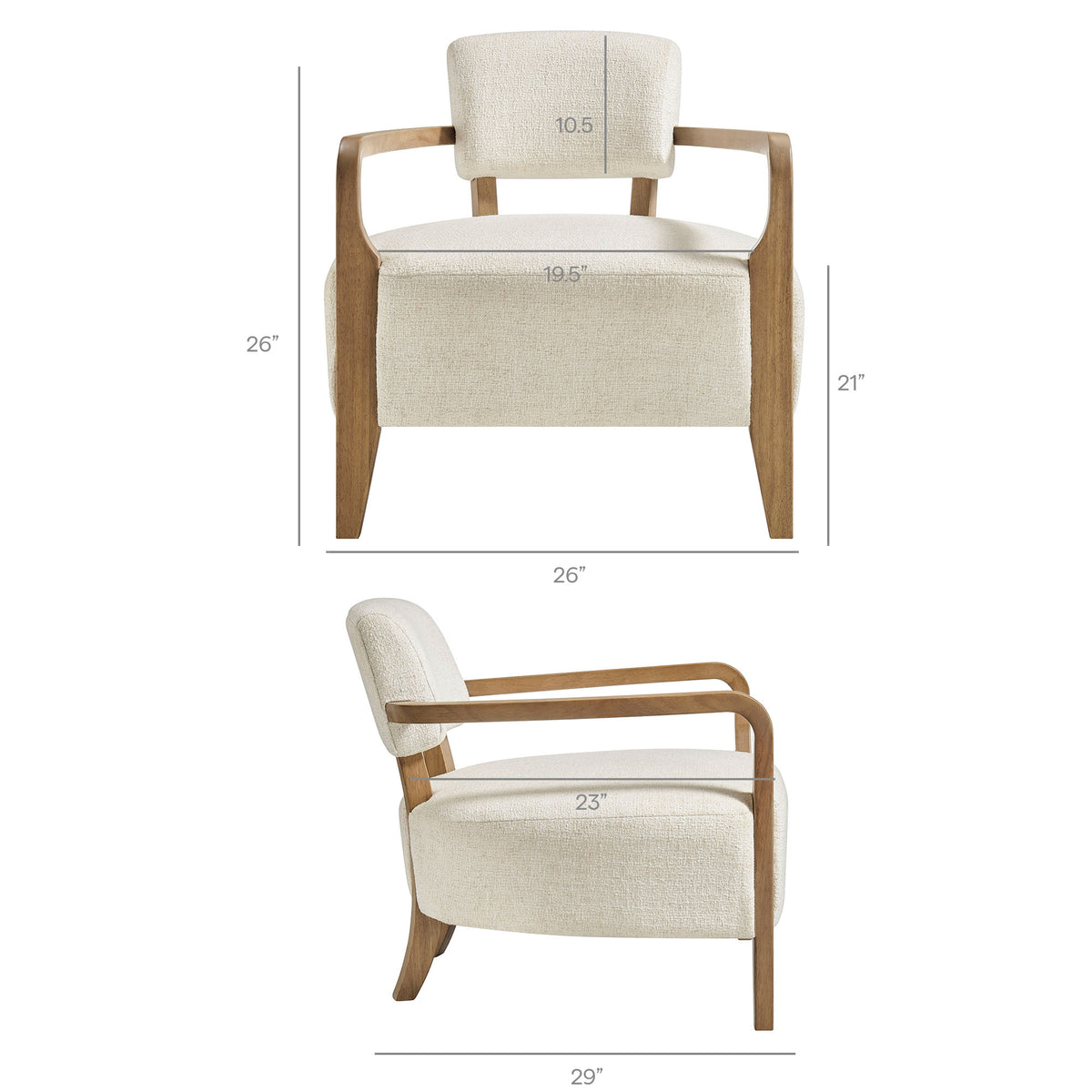 Zinnia Linen Blend Accent Chair in Ivory