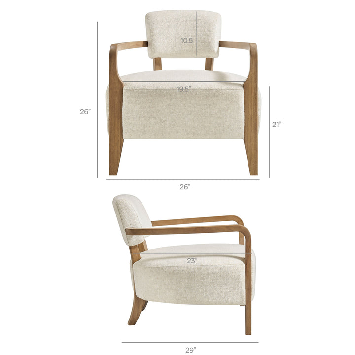 Zinnia Linen Blend Accent Chair in Ivory