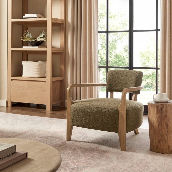 Zinnia Linen Blend Accent Chair in Olive