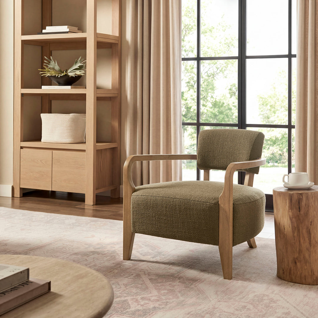 Zinnia Linen Blend Accent Chair in Olive