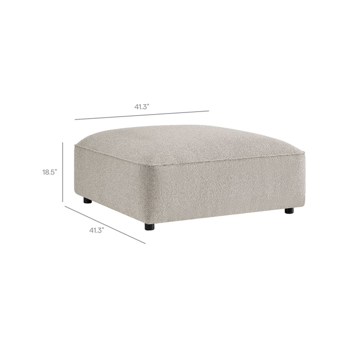 Auren 3 Piece Lattice Bouclé Upholstered Modular Loveseat with Ottoman in Fog