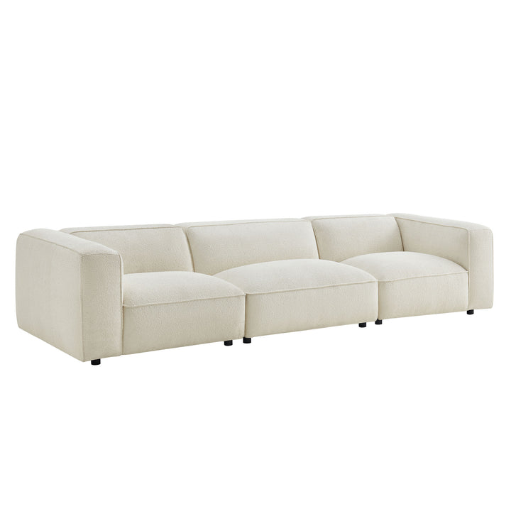 Auren 3 Piece Lattice Bouclé Upholstered Modular Sofa in Cream