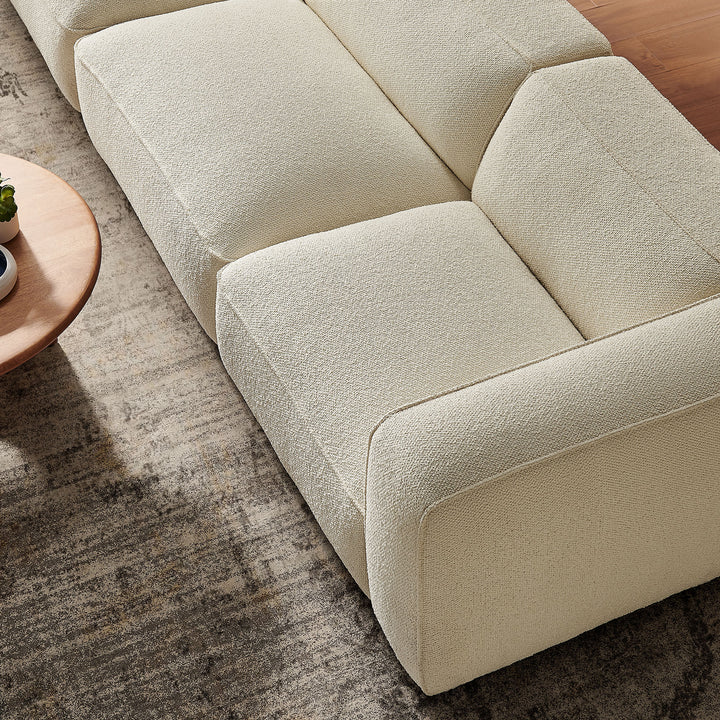 Auren 3 Piece Lattice Bouclé Upholstered Modular Sofa in Cream