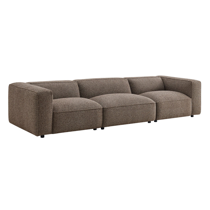 Auren 3 Piece Lattice Bouclé Upholstered Modular Sofa in Earth