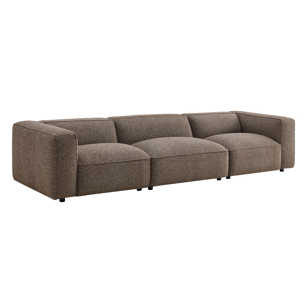 Auren 3 Piece Lattice Bouclé Upholstered Modular Sofa in Earth