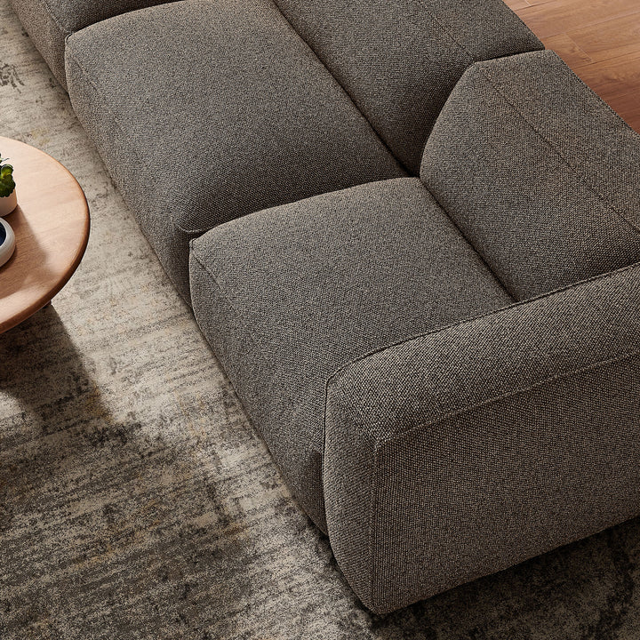 Auren 3 Piece Lattice Bouclé Upholstered Modular Sofa in Earth