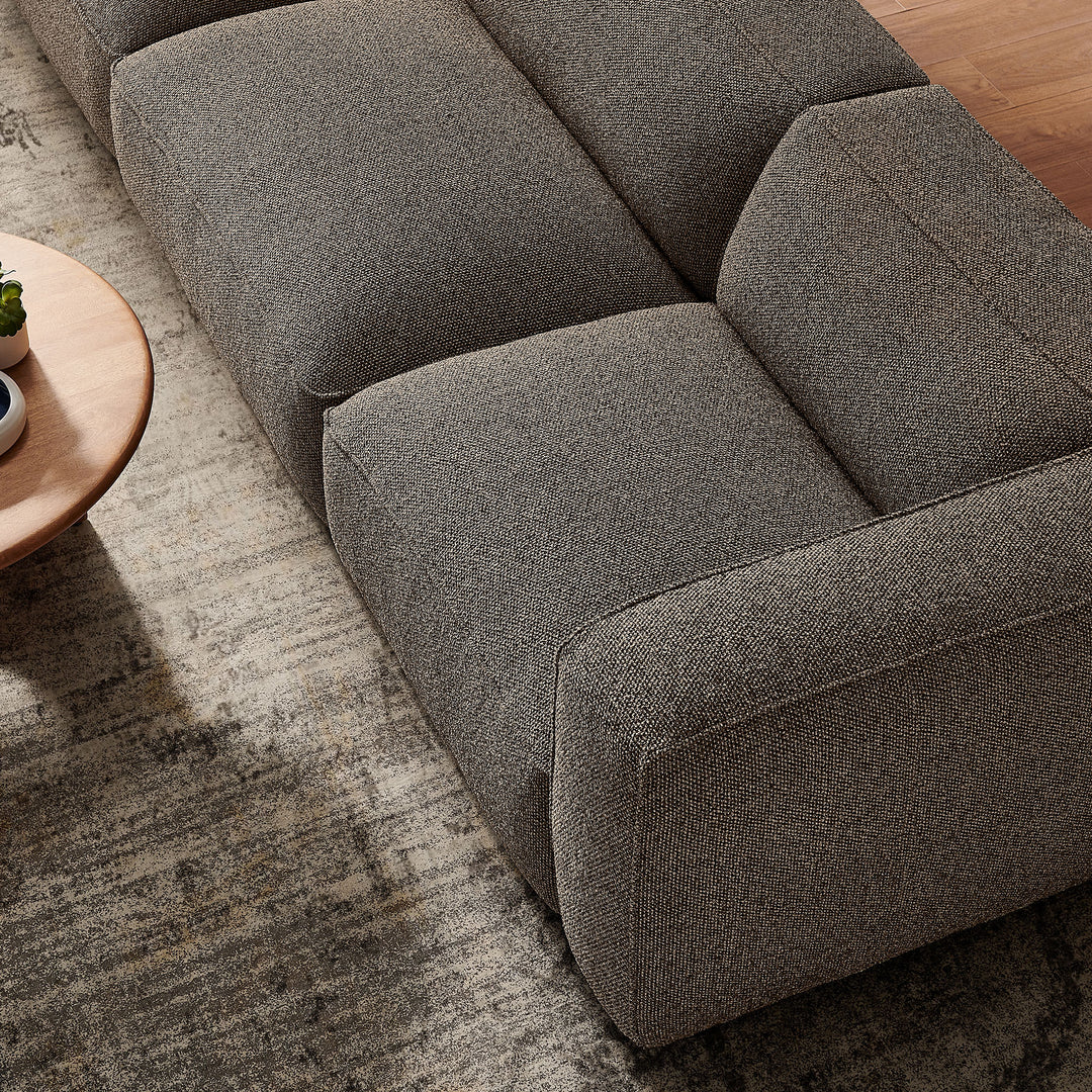 Auren 3 Piece Lattice Bouclé Upholstered Modular Sofa in Earth