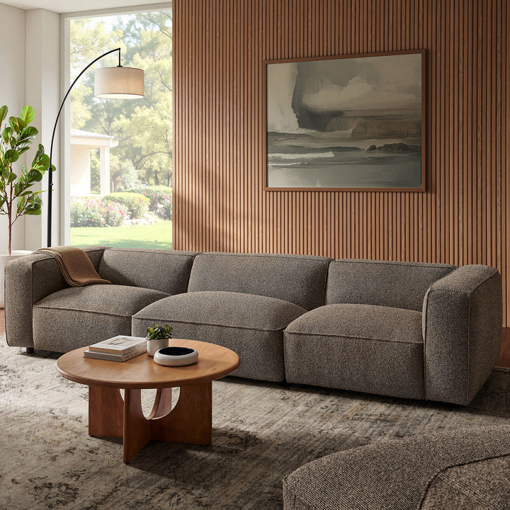 Auren 3 Piece Lattice Bouclé Upholstered Modular Sofa in Earth