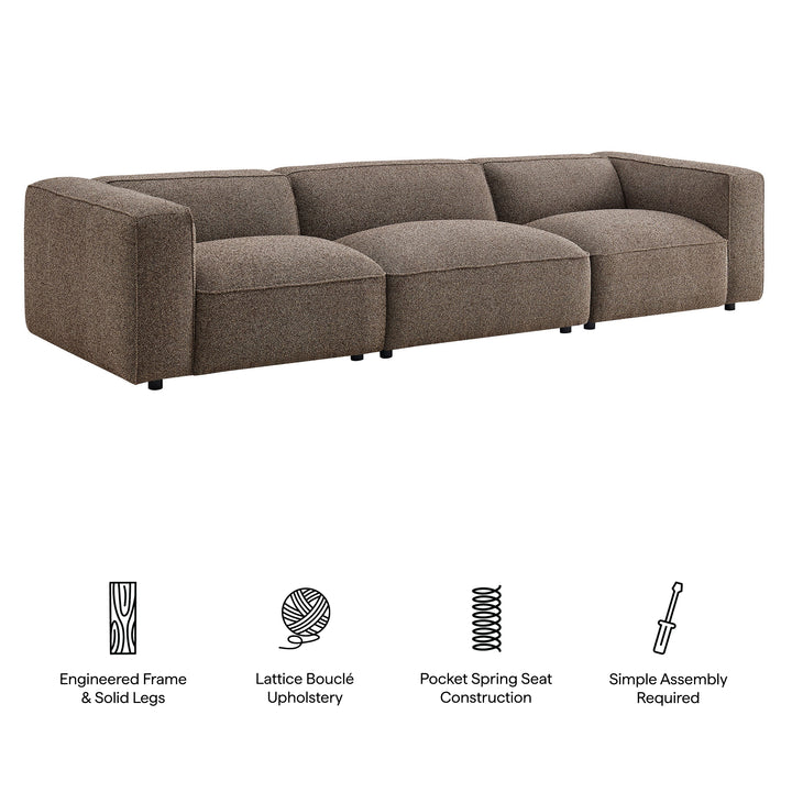 Auren 3 Piece Lattice Bouclé Upholstered Modular Sofa in Earth