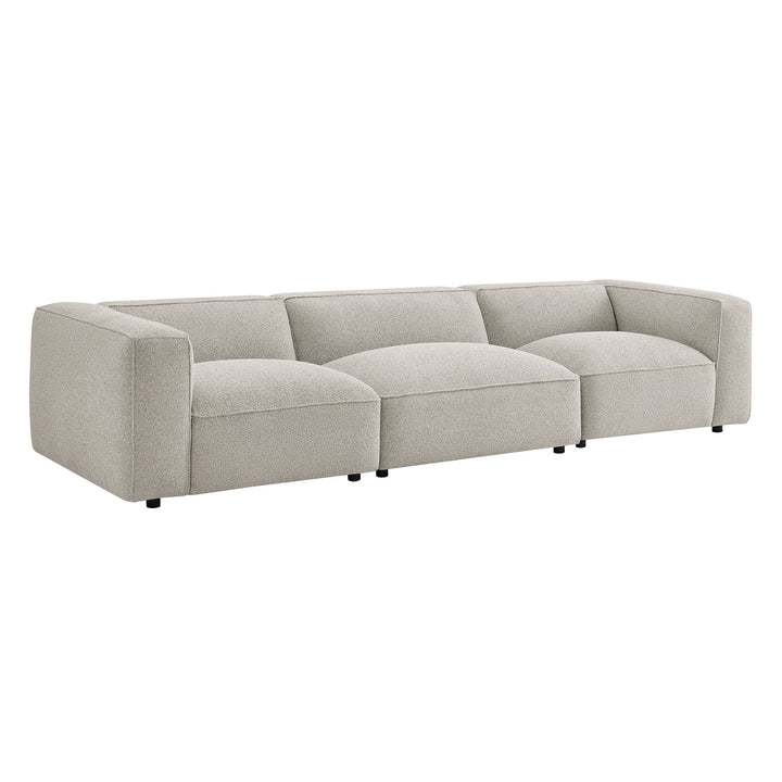 Auren 3 Piece Lattice Bouclé Upholstered Modular Sofa in Fog