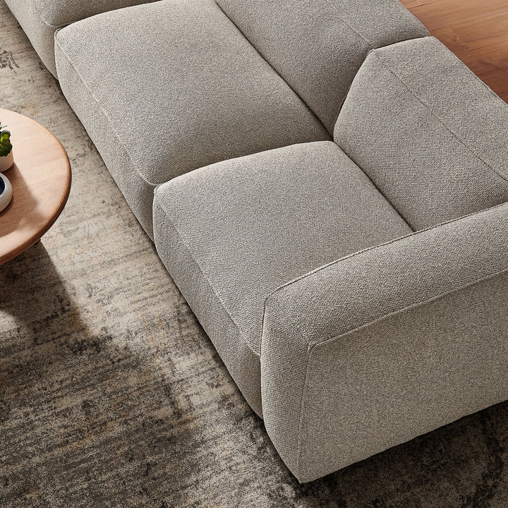 Auren 3 Piece Lattice Bouclé Upholstered Modular Sofa in Fog