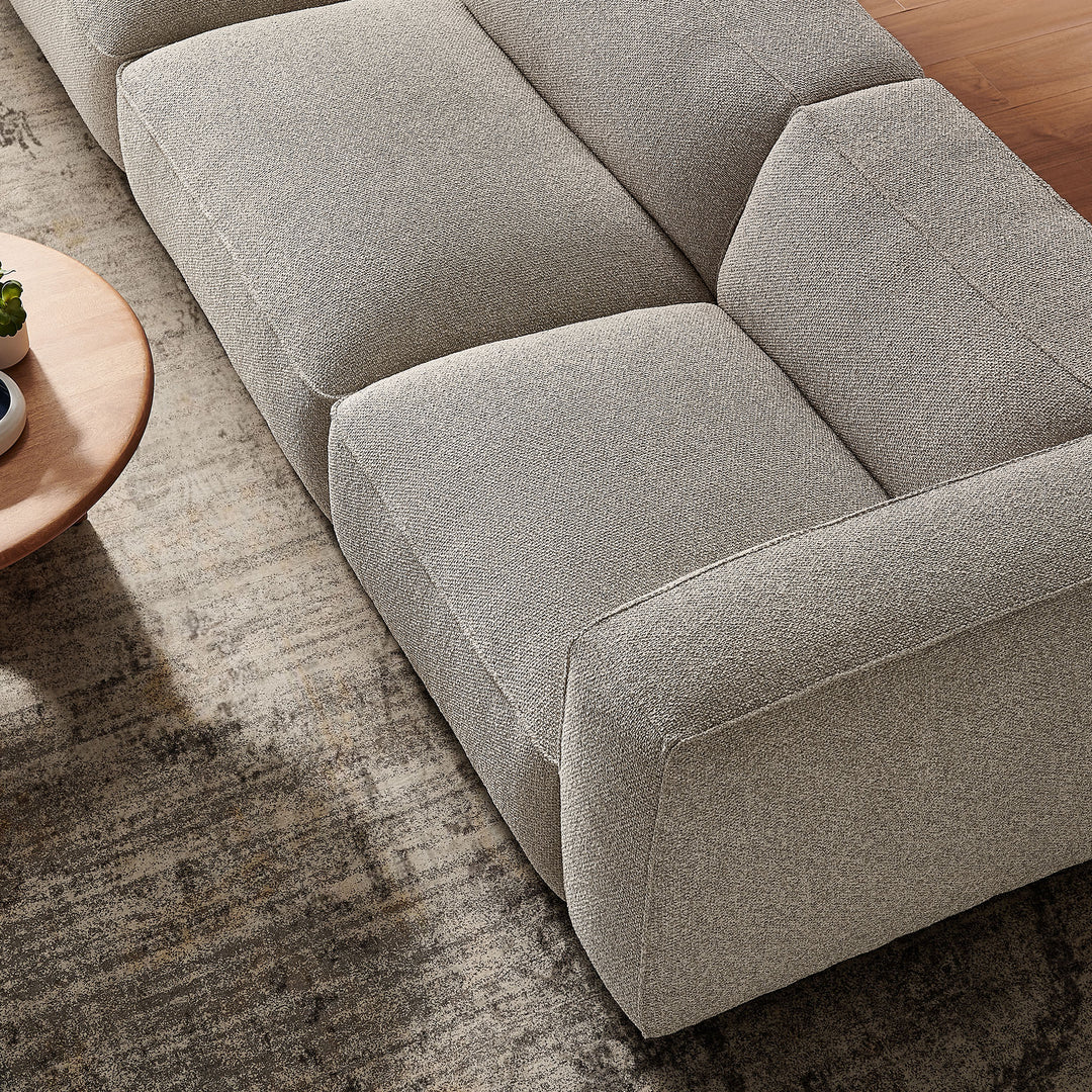 Auren 3 Piece Lattice Bouclé Upholstered Modular Sofa in Fog