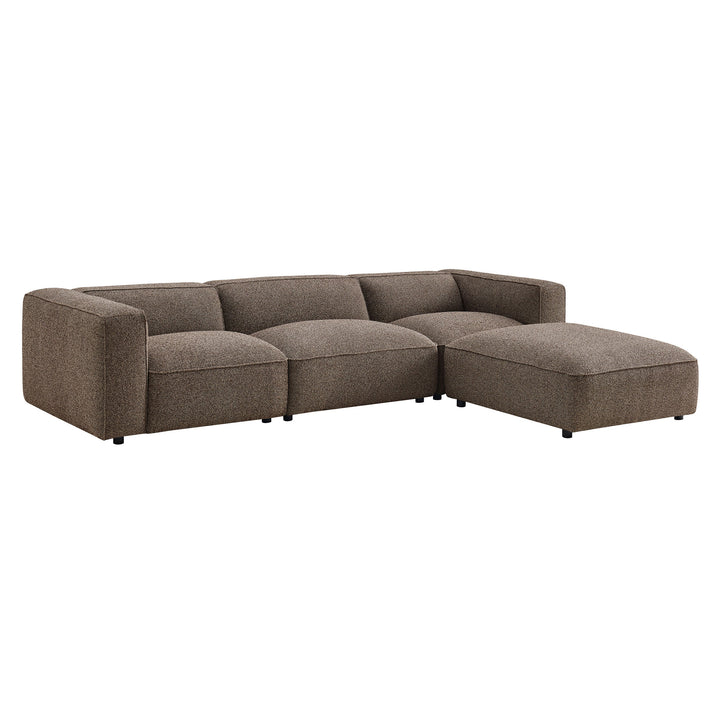 Auren 4 Piece Lattice Bouclé Upholstered Modular Sofa with Ottoman in Earth