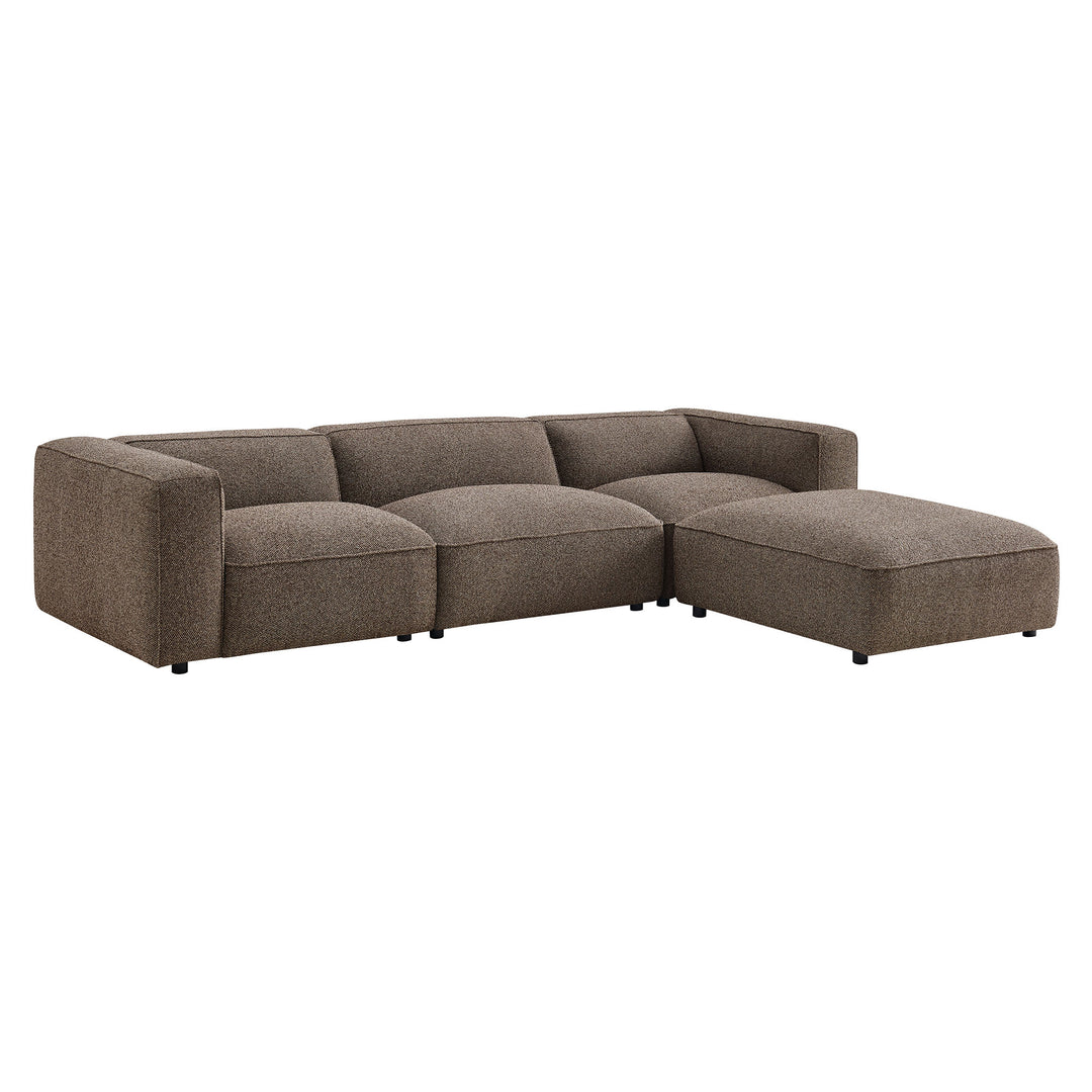 Auren 4 Piece Lattice Bouclé Upholstered Modular Sofa with Ottoman in Earth