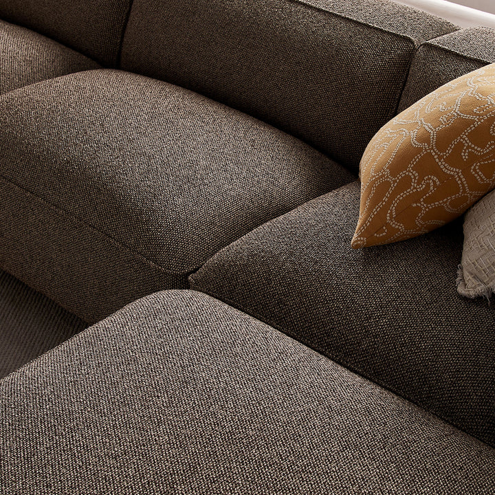 Auren 4 Piece Lattice Bouclé Upholstered Modular Sofa with Ottoman in Earth