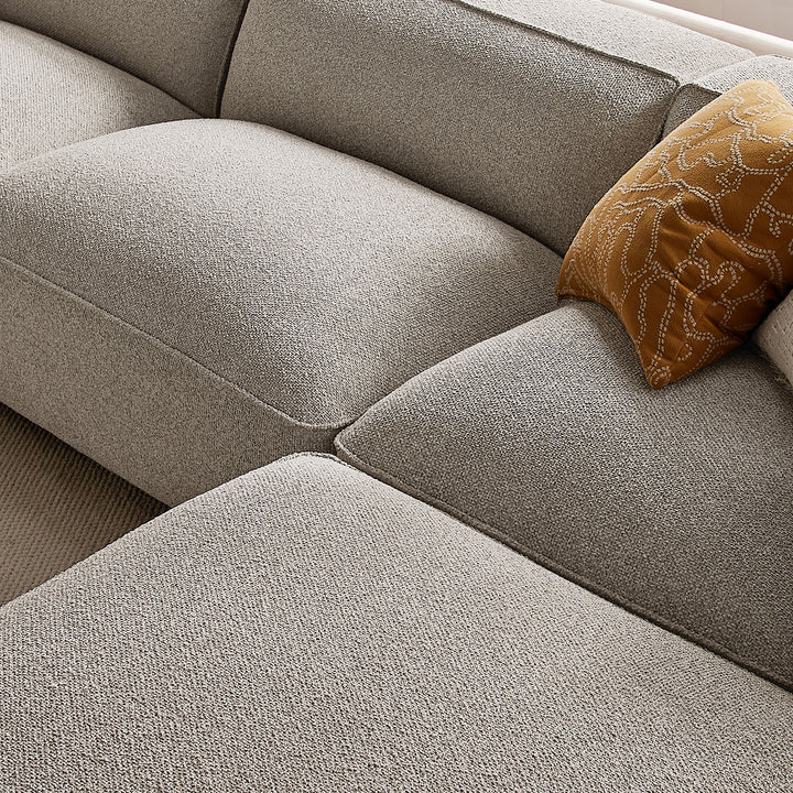 Auren 4 Piece Lattice Bouclé Upholstered Modular Sofa with Ottoman in Fog