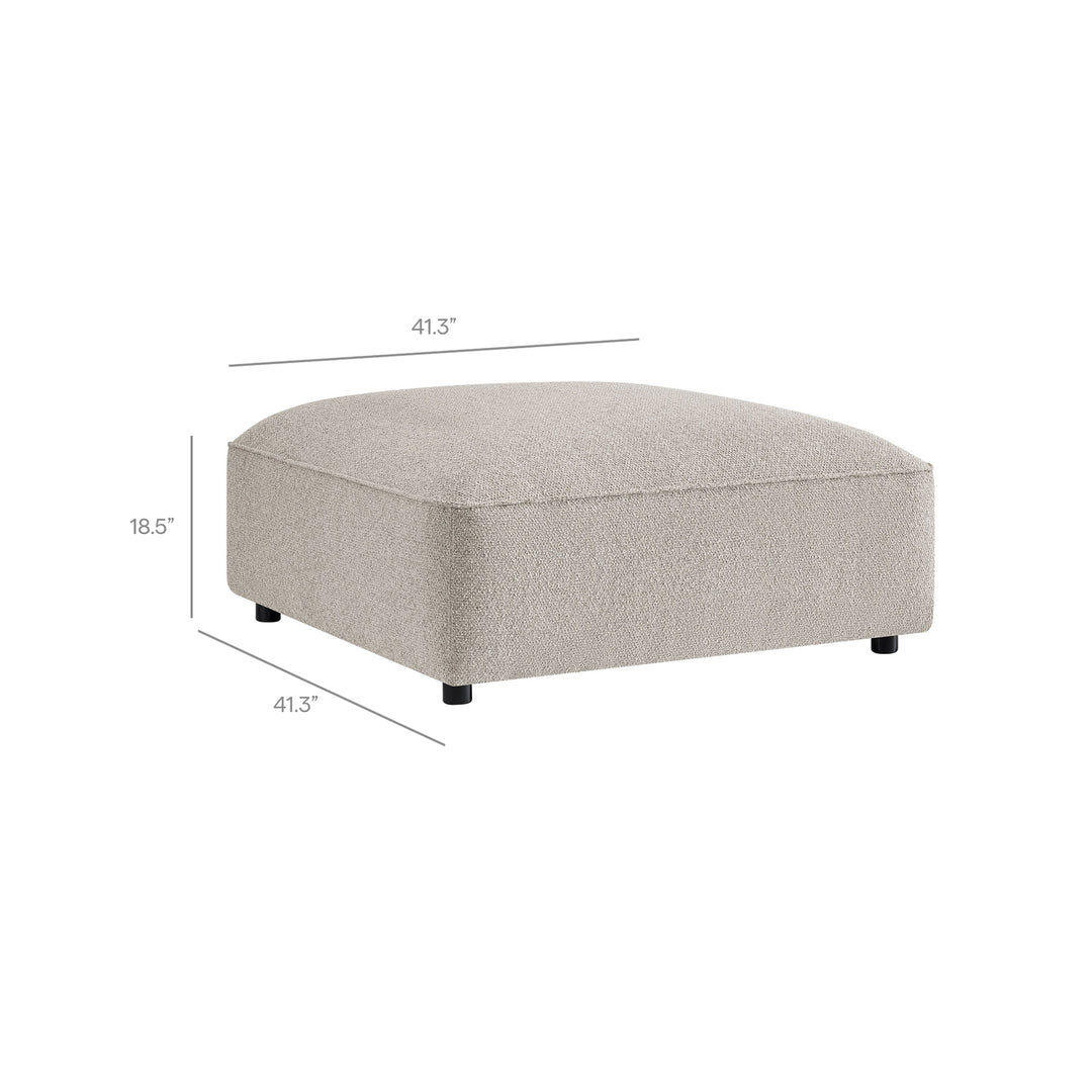 Auren 4 Piece Lattice Bouclé Upholstered Modular Sofa with Ottoman in Fog