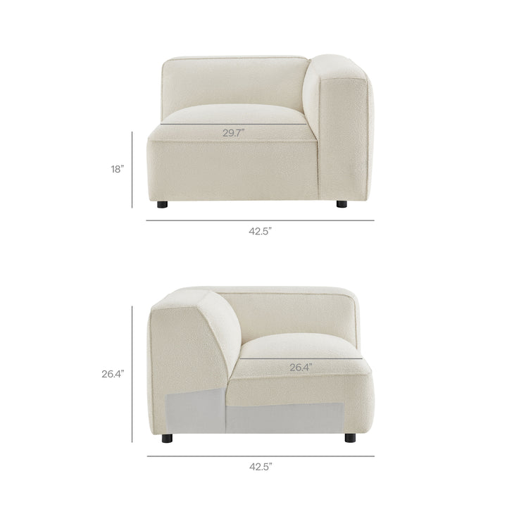 Auren 5 Piece Lattice Bouclé Upholstered Modular Sectional in Cream