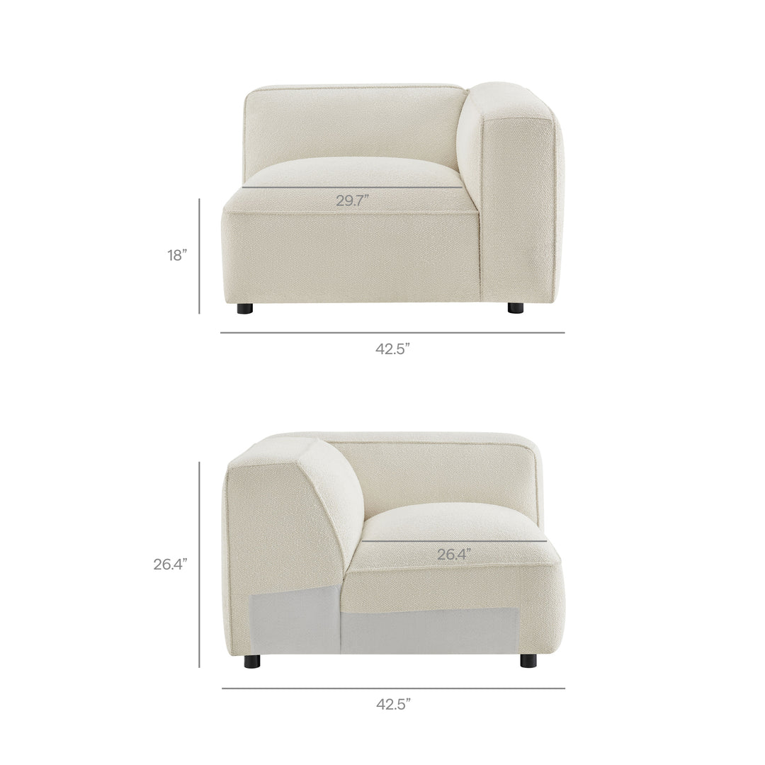 Auren 5 Piece Lattice Bouclé Upholstered Modular Sectional in Cream