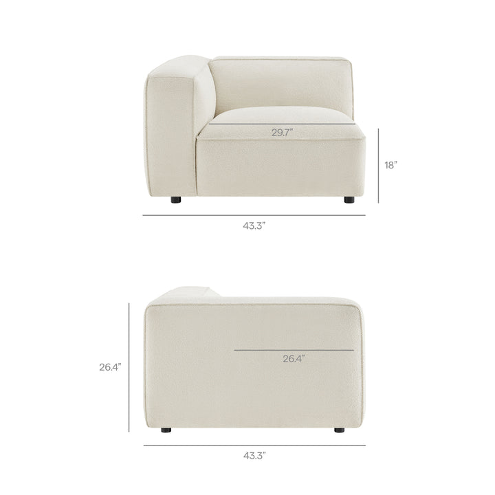 Auren 5 Piece Lattice Bouclé Upholstered Modular Sectional in Cream