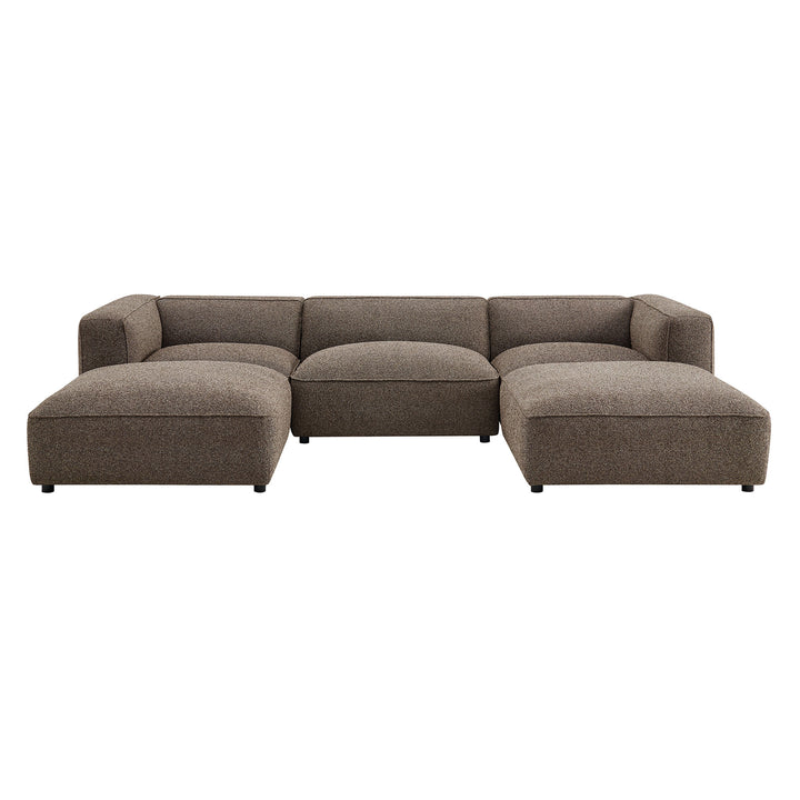 Auren 5 Piece Lattice Bouclé Upholstered Modular Sectional in Earth
