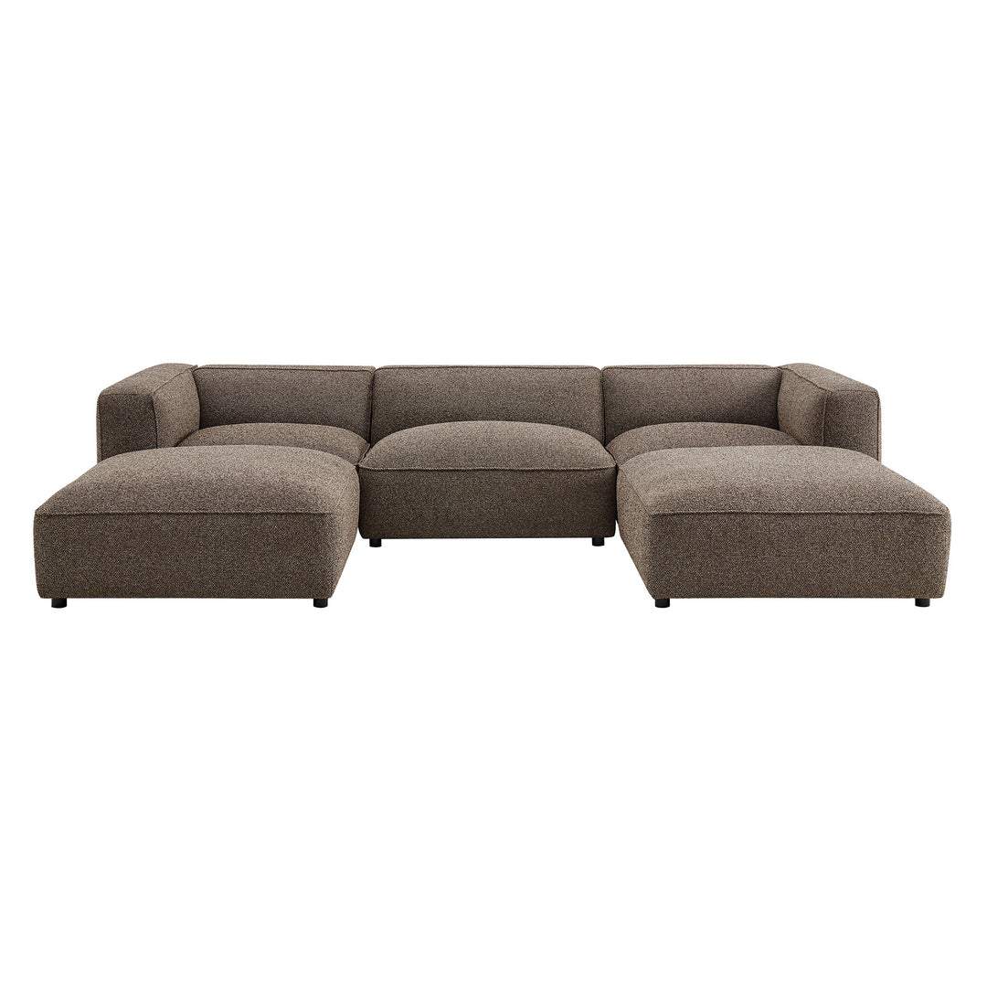 Auren 5 Piece Lattice Bouclé Upholstered Modular Sectional in Earth