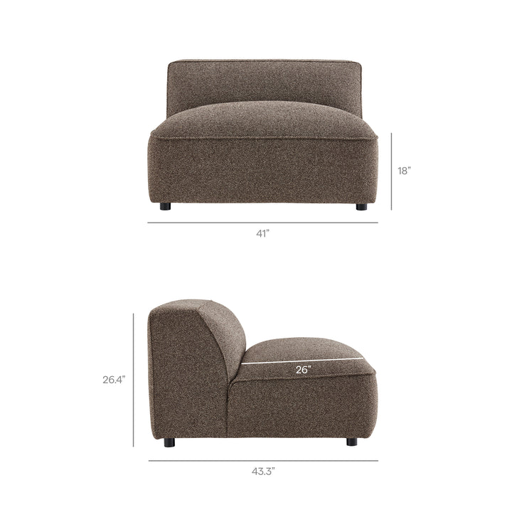 Auren 5 Piece Lattice Bouclé Upholstered Modular Sectional in Earth