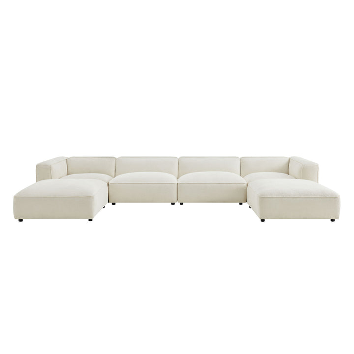 Auren 6 Piece Lattice Bouclé Upholstered Modular Sectional in Cream
