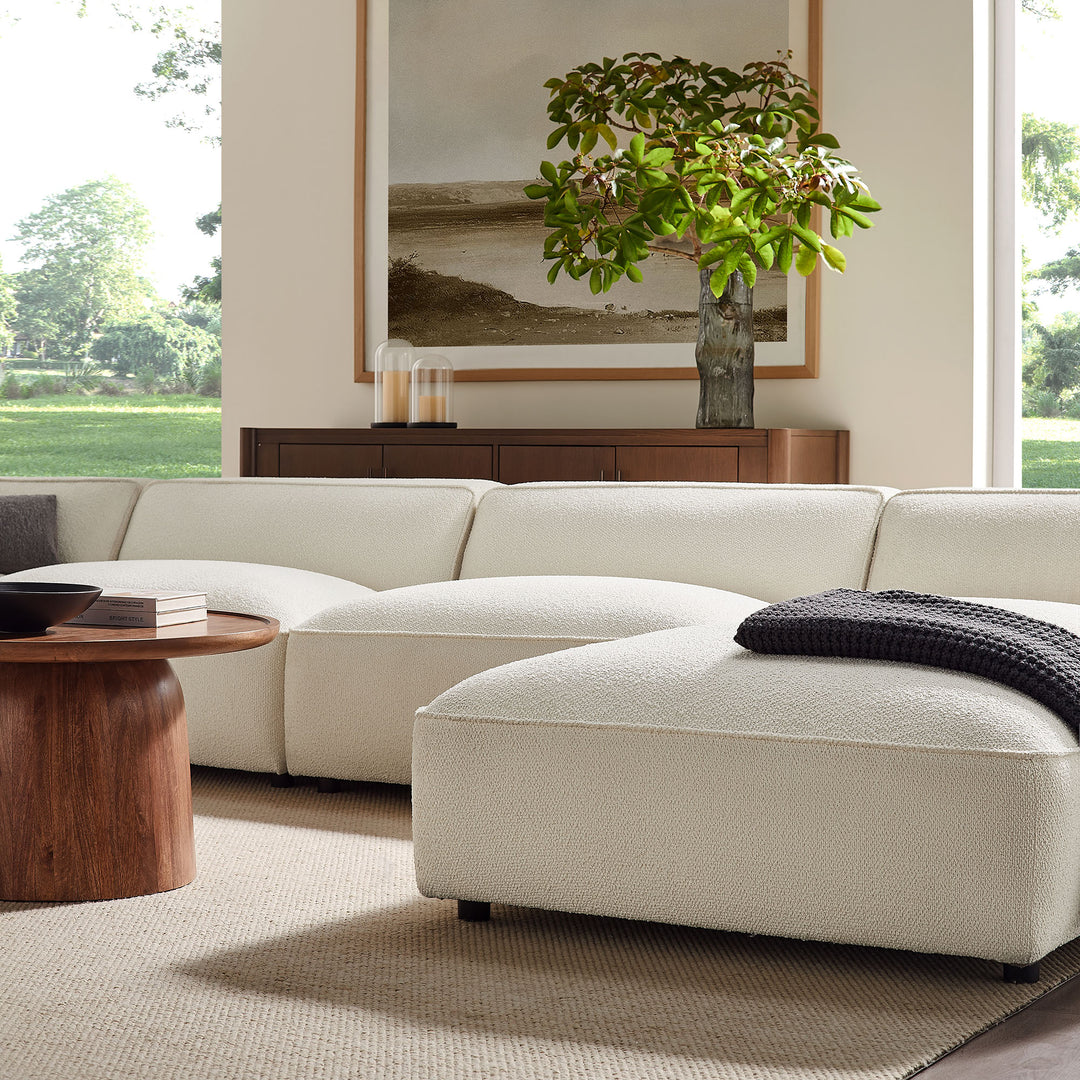 Auren 6 Piece Lattice Bouclé Upholstered Modular Sectional in Cream