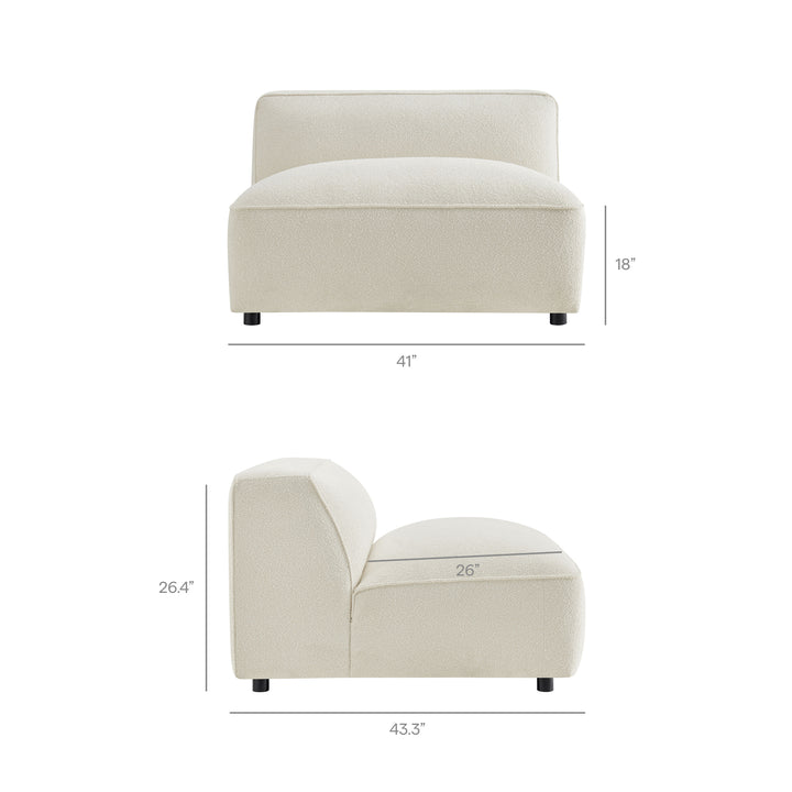 Auren 6 Piece Lattice Bouclé Upholstered Modular Sectional in Cream